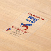 Bruh Boys Teenager Birthday Teen Boy Wrestling Acryl Uitnodigingen (Laagn)