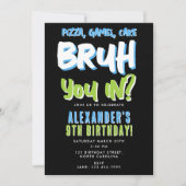 Bruh Boy's Tiener Jongen Blauw Groene Verjaardag Kaart (Voorkant)