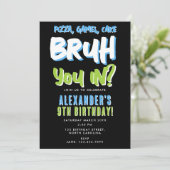 Bruh Boy's Tiener Jongen Blauw Groene Verjaardag Kaart (Staand voorkant)