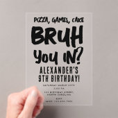 Bruh Boy's Tiener Verjaardagsfeest Tiener Boy Acryl Uitnodigingen (Insitu (Draagbaar))