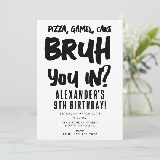 Bruh Boy's Tiener Verjaardagsfeest Tiener Boy Kaart (Staand voorkant)