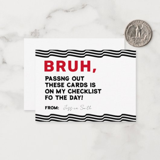 Bruh Boys Valentijns kaart, Grappige kinder Valent Notitiekaartje (Voorkant / Achterkant in situ)