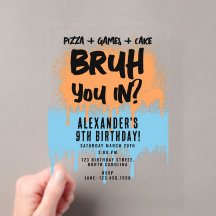 Bruh Boy's Verjaardag Neon Graffiti Oranje Blauw