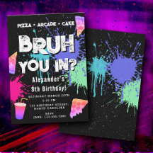 Bruh Boy's Verjaardag Neon Graffiti Tiener Pizza