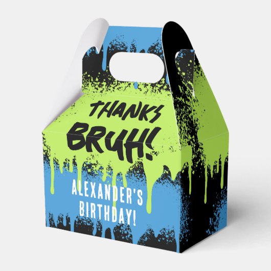 Bruh Boy's Verjaardagsfeest Neon Graffiti Groen Bl Bedankdoosjes (Voorkant Zijde)