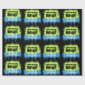 Bruh Boy's Verjaardagsfeest Neon Graffiti Groen Bl Cadeaupapier (Vlak)