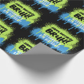 Bruh Boy's Verjaardagsfeest Neon Graffiti Groen Bl Cadeaupapier (Hoek)