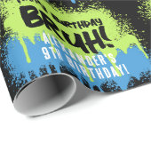 Bruh Boy's Verjaardagsfeest Neon Graffiti Groen Bl Cadeaupapier (Rol Hoek)