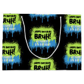 Bruh Boy's Verjaardagsfeest Neon Graffiti Groen Bl Groot Cadeauzakje (Achterkant)