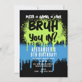 Bruh Boy's Verjaardagsfeest Neon Graffiti Groen Bl Kaart (Voorkant)