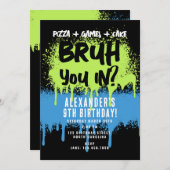 Bruh Boy's Verjaardagsfeest Neon Graffiti Groen Bl Kaart (Voorkant / Achterkant)
