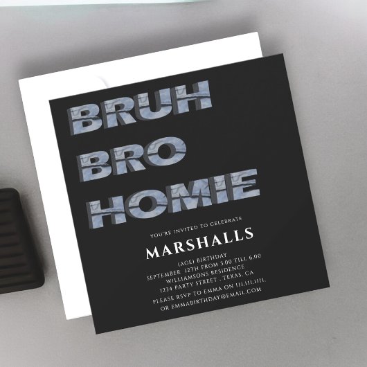 bruh bro homie 3D typografie Uitnodiging