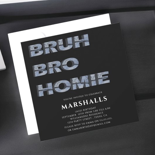 bruh bro homie 3D typografie Uitnodiging