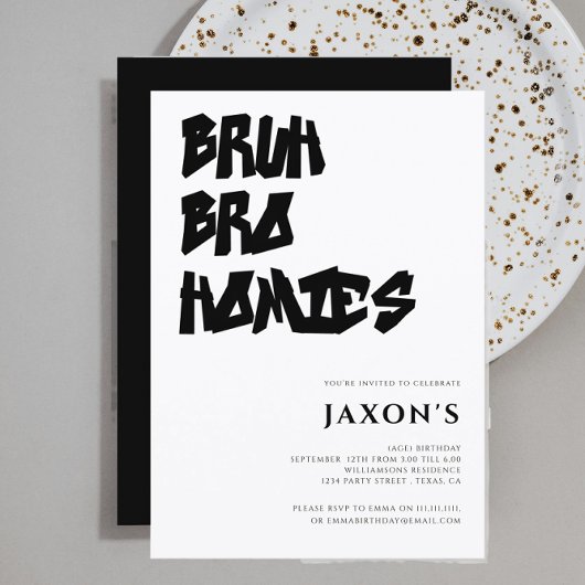 BRUH bro homie moderne tween verjaardag uitnodigin Kaart