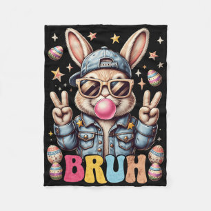 Bruh Bunny Blaast Bubble Gum Gelukkige Pasen Jonge Fleece Deken
