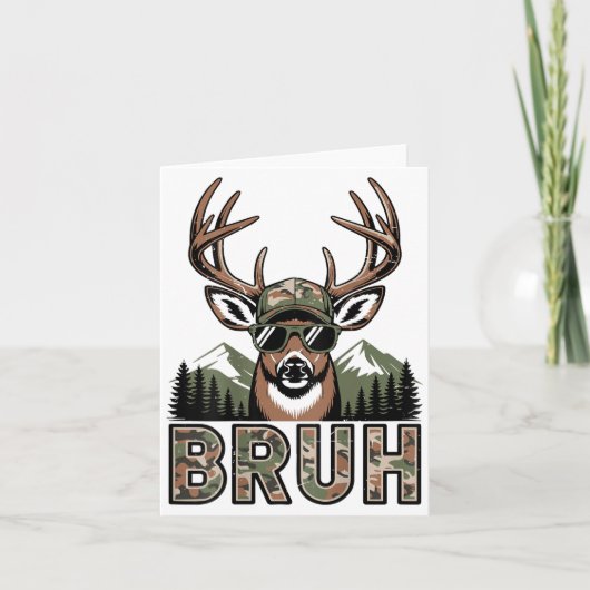 Bruh Camo Deer Hunting Camouflage Elk Buck Funny Y Kaart (Voorkant)