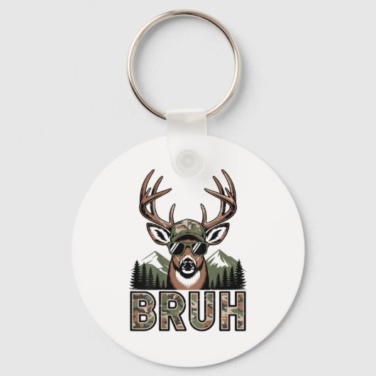 Bruh Camo Deer Hunting Camouflage Elk Buck Funny Y Sleutelhanger (Voorkant)