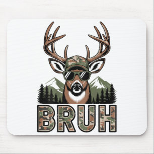 Bruh Camo Hertenjacht Camouflage Hertengewei Funny Muismat