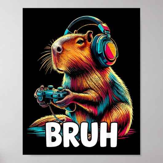 Bruh Capibara's Grappige Videogames Capibara Poster (Voorkant)