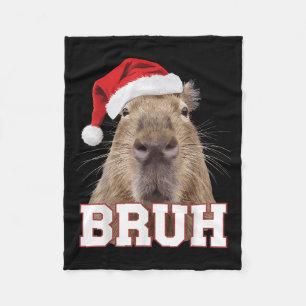 Bruh Capybara Funny Santa Hat Christmas Season Pet Fleece Deken