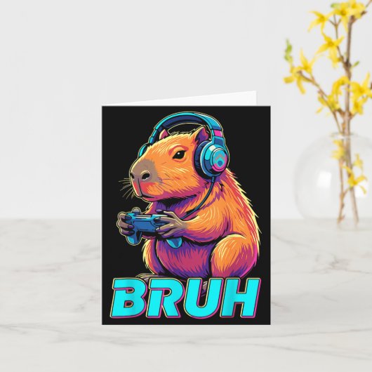 Bruh Capybara Funny Video Games Capybaras  Kaart (Gele Bloem)