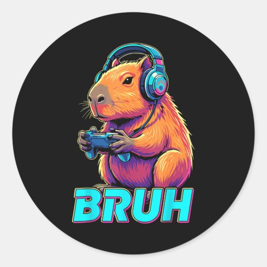 Bruh Capybara Funny Video Games Capybaras  Ronde Sticker (Voorkant)