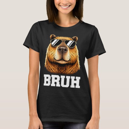 Bruh capybara meme grappig ontspannen capybara ene t-shirt (Voorkant)