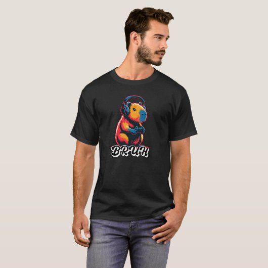 Bruh Capybara Videogame voor Gamers T-shirt (Voorkant volledig)