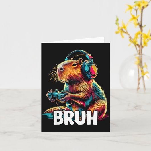Bruh Capybaras Funny Video Games Capybara  Kaart (Gele Bloem)