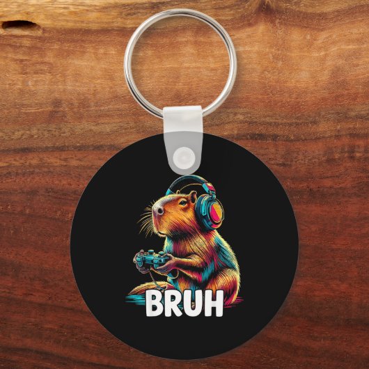 Bruh Capybaras Funny Video Games Capybara Sleutelhanger (Voorkant)