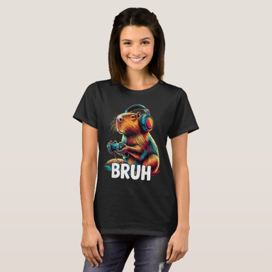 Bruh Capybaras Funny Video Games Capybara T-shirt (Voorkant volledig)