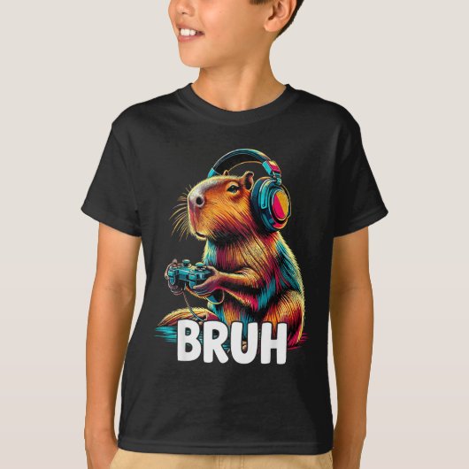 Bruh Capybaras Funny Video Games Capybara  T-shirt (Voorkant)