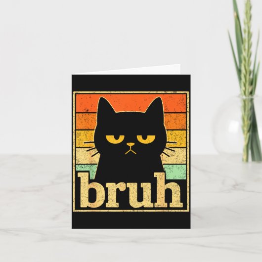 Bruh Cat Meme Graphic – Funny Cat Retro Meme For T Kaart (Voorkant)