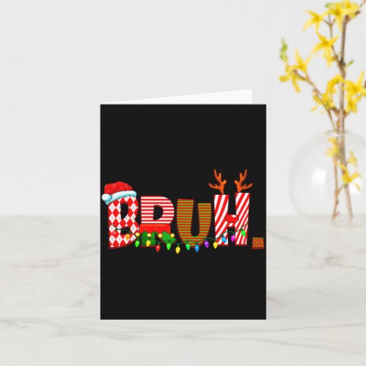 Bruh Christmas Costume Xmas Elf Santa Rudolph Pjs  Kaart (Gele Bloem)