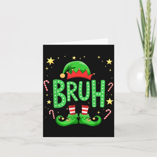 Bruh Christmas Elf Funny Xmas Kids Boys Christmas  Kaart (Voorkant)