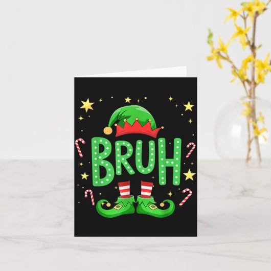 Bruh Christmas Elf Funny Xmas Kids Boys Christmas  Kaart (Gele Bloem)
