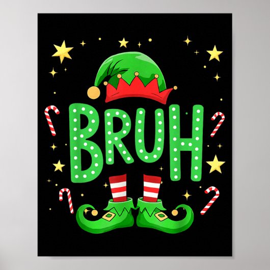Bruh Christmas Elf Funny Xmas Kids Boys Christmas  Poster (Voorkant)