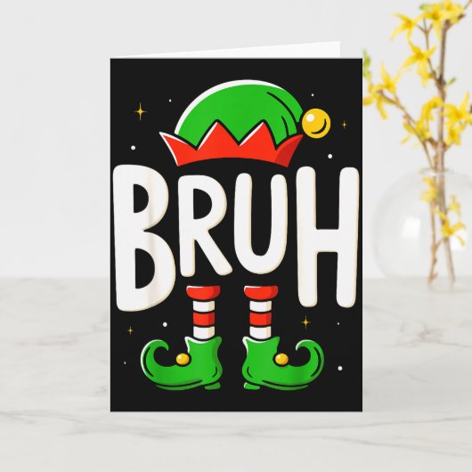 Bruh Christmas Elf Pajamas For Mens Kids Teen Boys Kaart (Gele Bloem)