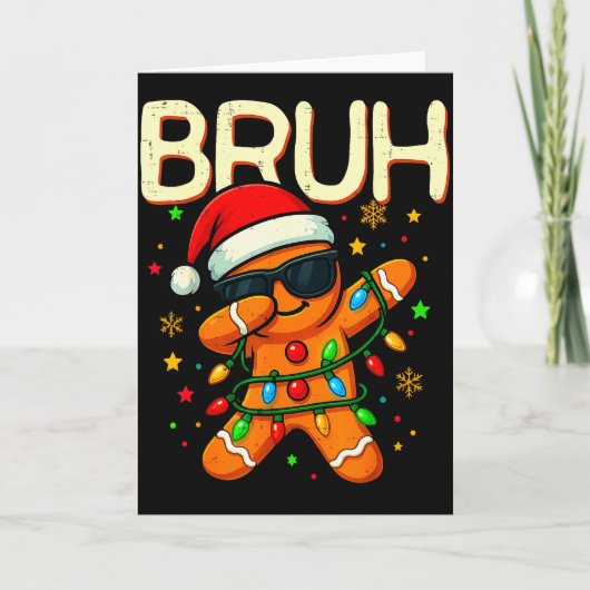 Bruh Christmas Gingerbread Man Funny Teens Boys Ki Kaart (Voorkant)