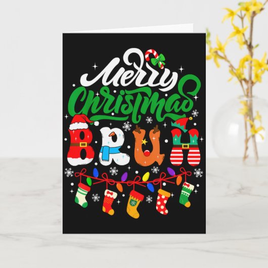 Bruh Christmas Kids Teens Boys Funny Christmas Hum Kaart (Gele Bloem)