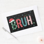 Bruh Christmas Meme Funny Santa Hat Sarcastic Rechthoekige Sticker (Envelop)