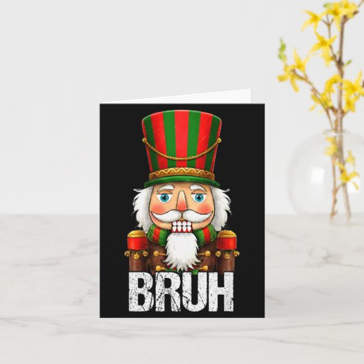 Bruh Christmas Nutcracker Santa Claus Holiday Xmas Kaart (Gele Bloem)