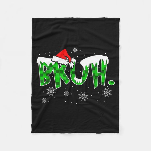 Bruh Christmas Red Plaid Funny Family Teens Boys K Fleece Deken (Voorkant)