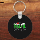 Bruh Christmas Red Plaid Funny Family Teens Boys K Sleutelhanger (Voorkant)