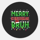 Bruh Christmas Red Plaid  Ronde Sticker (Voorkant)
