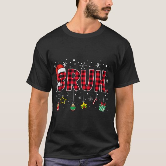 Bruh Christmas Red Plaid Tiener Jongens Kinder Xma T-shirt (Voorkant)