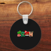 Bruh Christmas Tree Xmas Elf Santa Rudolph Pajamas Sleutelhanger (Voorkant)