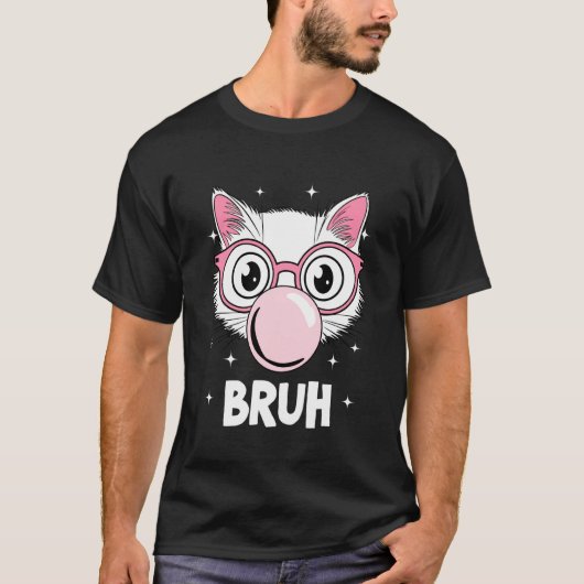 Bruh Cool Cat Bubble Gum T-shirt (Voorkant)