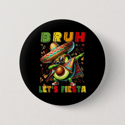 Bruh Dab Avocado Poncho laat Fiesta Kinder Boys Ci Ronde Button 5,7 Cm (Voorkant)