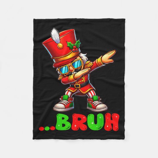 Bruh Dab Nutcracker Funny Kids Boys Mens Christmas Fleece Deken (Voorkant)